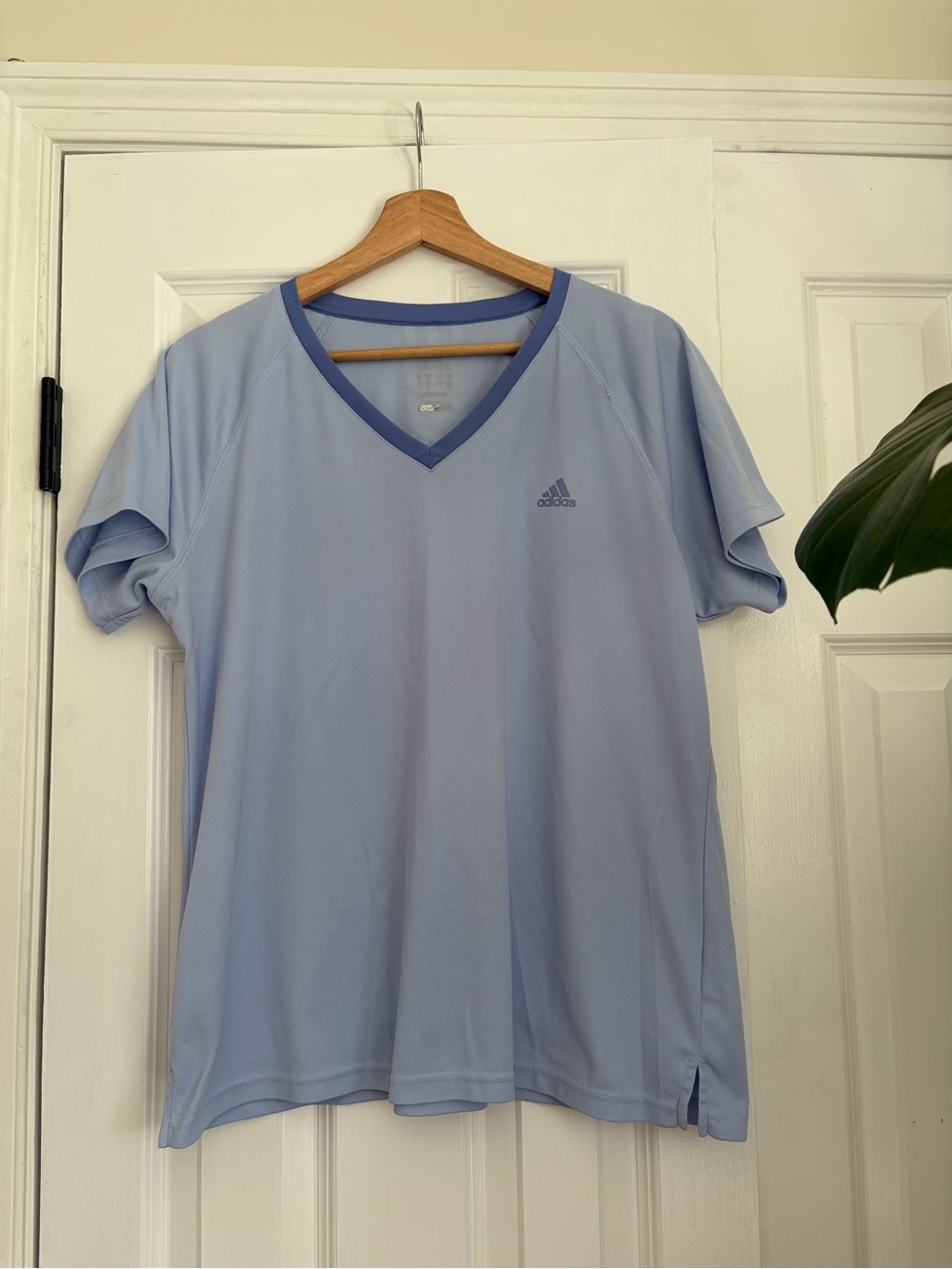 Y2K Vintage Athletic Wear, Adidas Light Blue V-Neck Athletic Tee